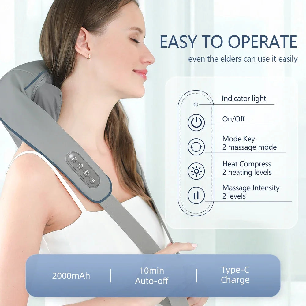 Electric Neck and Back Massager Wireless Neck and Shoulder Kneading